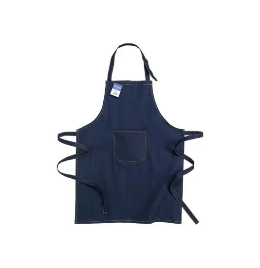 Grembiule in tessuto denim riciciclato con tasca frontale