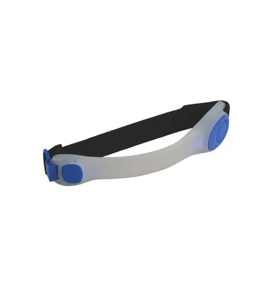 Luce di sicurezza con LED in colore BLU in plastica gommata con bracciale chiusura