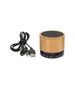 Mini altoparlante Bluetooth V 5.0 cilindrico in bambù e ABS