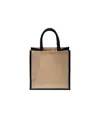 Mini borsa in juta con manici e inserti colorati Handle