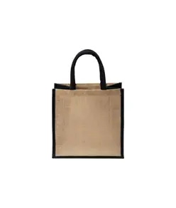 Mini borsa in juta con manici e inserti colorati Handle