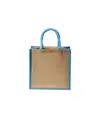 Mini borsa in juta con manici e inserti colorati Handle