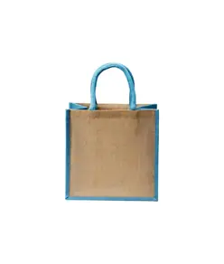 Mini borsa in juta con manici e inserti colorati Handle