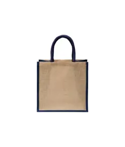 Mini borsa in juta con manici e inserti colorati Handle