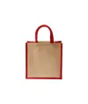 Mini borsa in juta con manici e inserti colorati Handle