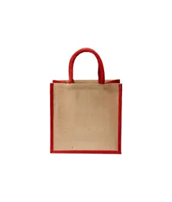 Mini borsa in juta con manici e inserti colorati Handle
