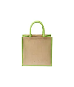 Mini borsa in juta con manici e inserti colorati Handle