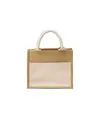 Mini borsa in juta con tasca e manici in cotone Handle