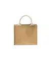 Mini borsa in juta con tasca e manici in cotone Handle