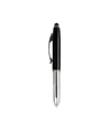 Mini penna in plastica color argento, con cappuccio e clip in metallo, con luce