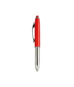 Mini penna in plastica color argento, con cappuccio e clip in metallo, con luce
