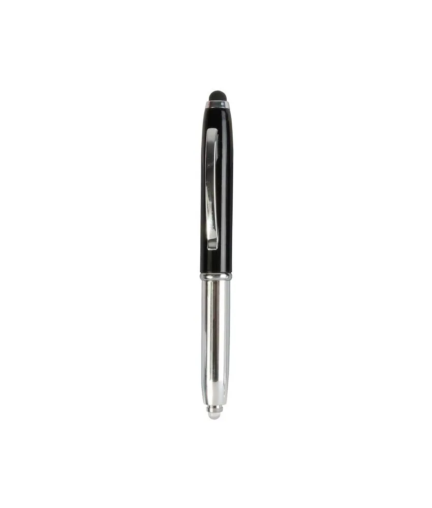 50 pezzi Mini penna in plastica color argento, con cappuccio e clip in metallo, con luce