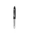 Mini penna in plastica color argento, con cappuccio e clip in metallo, con luce