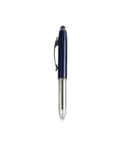 Mini penna in plastica color argento, con cappuccio e clip in metallo, con luce