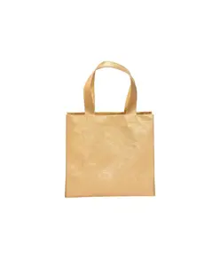 Mini shopper in TNT laminato metallizzata, manici corti e soffietto Handle