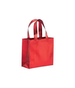 Mini shopper in TNT laminato metallizzata, manici corti e soffietto Handle