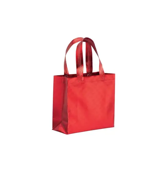 Mini shopper in TNT laminato metallizzata, manici corti e soffietto Handle