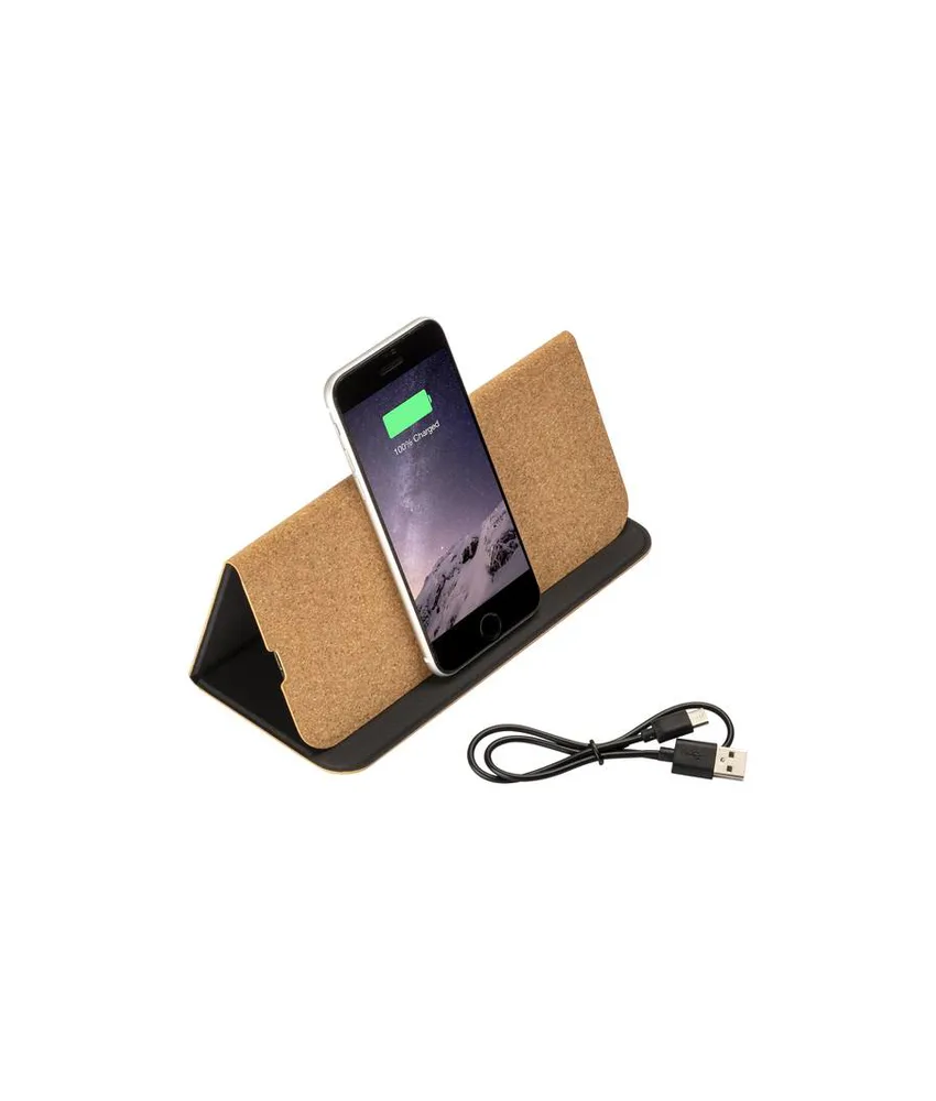 Mousepad e supporto per cellulare in sughero, con caricabatterie wireless