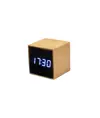 Orologio sveglia e display temperatura a LED bianco, in bambù