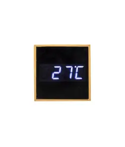Orologio sveglia e display temperatura a LED bianco, in bambù