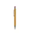 Penna a scatto con fusto in bambù, touch colorato e punta cromata