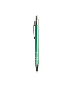 Penna a scatto in alluminio, con fusto colorato e impugnatura decorata ad anelli