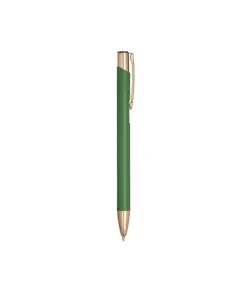 Penna a scatto in alluminio con particolari in metallo color oro rosa