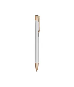 Penna a scatto in alluminio con particolari in metallo color oro rosa