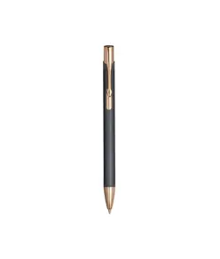 Penna a scatto in alluminio con particolari in metallo color oro rosa