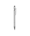 Penna a scatto in alluminio gommato con gommino per touch screen e clip in metallo