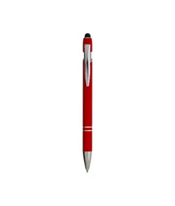 Penna a scatto in alluminio gommato con gommino per touch screen e clip in metallo