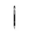Penna a scatto in alluminio gommato con gommino per touch screen e clip in metallo