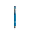 Penna a scatto in alluminio gommato con gommino per touch screen e clip in metallo