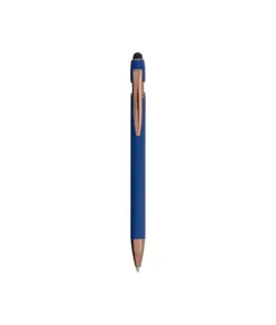 Penna a scatto in alluminio gommato con gommino per touch screen
