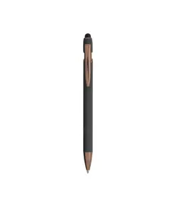 Penna a scatto in alluminio gommato con gommino per touch screen