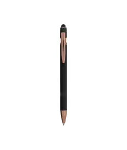 Penna a scatto in alluminio gommato con gommino per touch screen