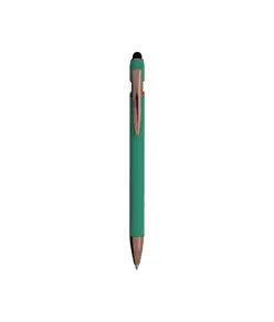 Penna a scatto in alluminio gommato con gommino per touch screen