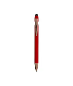 Penna a scatto in alluminio gommato con gommino per touch screen