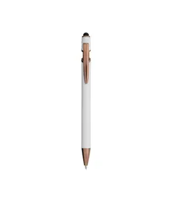 Penna a scatto in alluminio gommato con gommino per touch screen