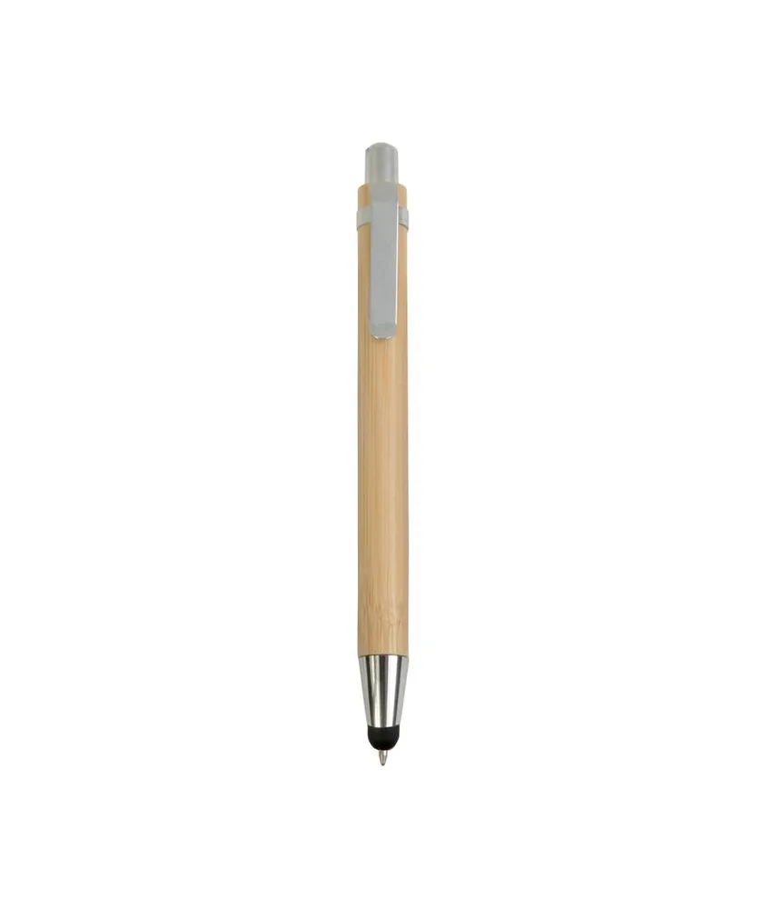 50 pezzi Penna a scatto in bambù con gommino per touch screen