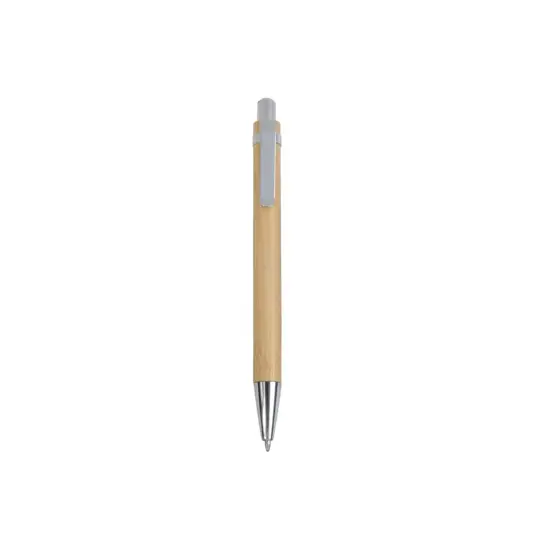 Penna  a scatto in bambù con particolari cromati