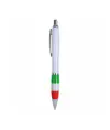 Penna a scatto in plastica ABS, con fusto bianco, impugnatura colorata gommata