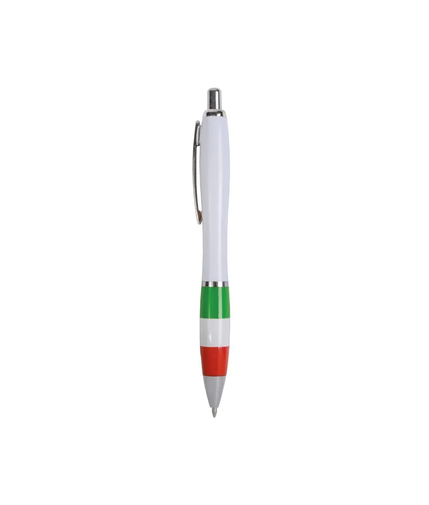 50 pezzi Penna a scatto in plastica ABS, con fusto bianco, impugnatura colorata gommata
