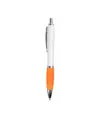 Penna a scatto in plastica ABS, con fusto bianco, impugnatura colorata gommata