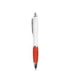 Penna a scatto in plastica ABS, con fusto bianco, impugnatura colorata gommata