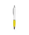 Penna a scatto in plastica ABS, con fusto bianco, impugnatura colorata gommata