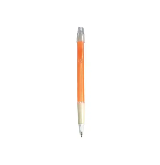 Penna a scatto, in plastica ABS, con impugnatura gommata e clip trasparente