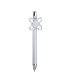 Penna a scatto in plastica bianca con spinner colorato