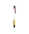 Penna a scatto in plastica con 3 refill, con gommino per touch screen, impugnatura in bamb