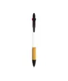 Penna a scatto in plastica con 3 refill, con gommino per touch screen, impugnatura in bamb